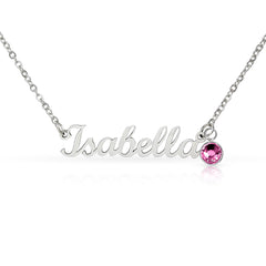 Name Necklace with Birthstone