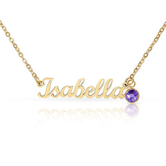Name Necklace with Birthstone