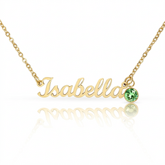 Name Necklace with Birthstone